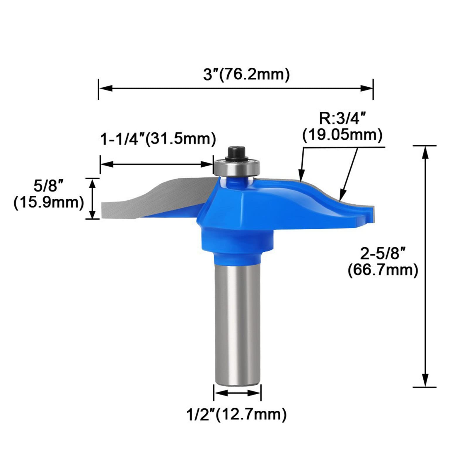 1/2-Inch Shank Router Bit Set, Raised Panel Cabinet Door Making Router Bits, Ogee Rail and Stile Router Bit Set, Wood Cutter Carbide Groove Tongue Milling Tool for Woodworking, Blue