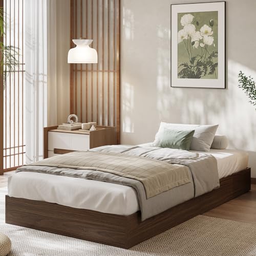 SunnyFurn Wood Platform Bed with Sturdy Wooden Slats, Twin Size