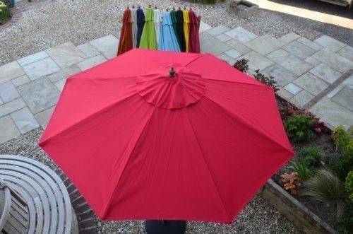 Field & Hawken 2m Red - Octagonal-Round Canopy Parasol | Suggested for 2-4 Persons or Tables up to 1m | Wooden Frame | 2 Part Wooden Pole