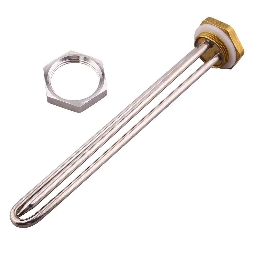 Element podgrzewacza wody, Grzejnik Typ U 220V 1KW 1,5KW 2KW Element grzejny Grzałka śrubowa do zbiornika podgrzewacza z rurką sondy(With Locknut,1kw)