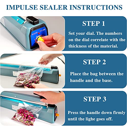 220V impulse bag heat sealer avec chiffon de remplacement de 5m inclus