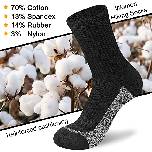 Image of Crew Socks Women Athletic Hiking Running Cushioned Compression Socks 3-5 Pairs