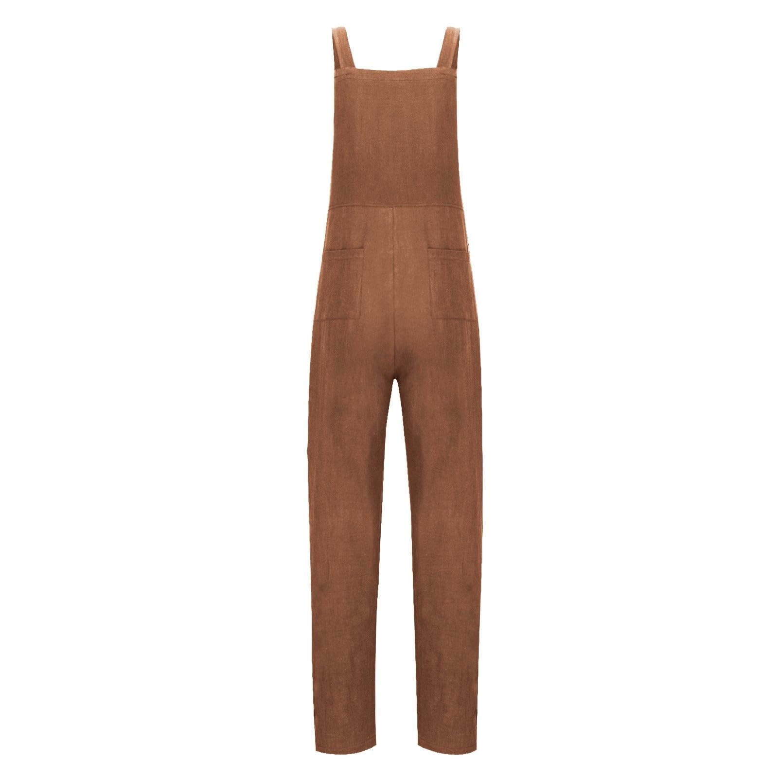 Peto de lino para mujer, holgado, muselina | Overall,Leicht,Und,Luftig,Romper,Beiläufig,Loose,Trägeroverall,mit,Taschen,Porns,Für,Freizeit,Alltag