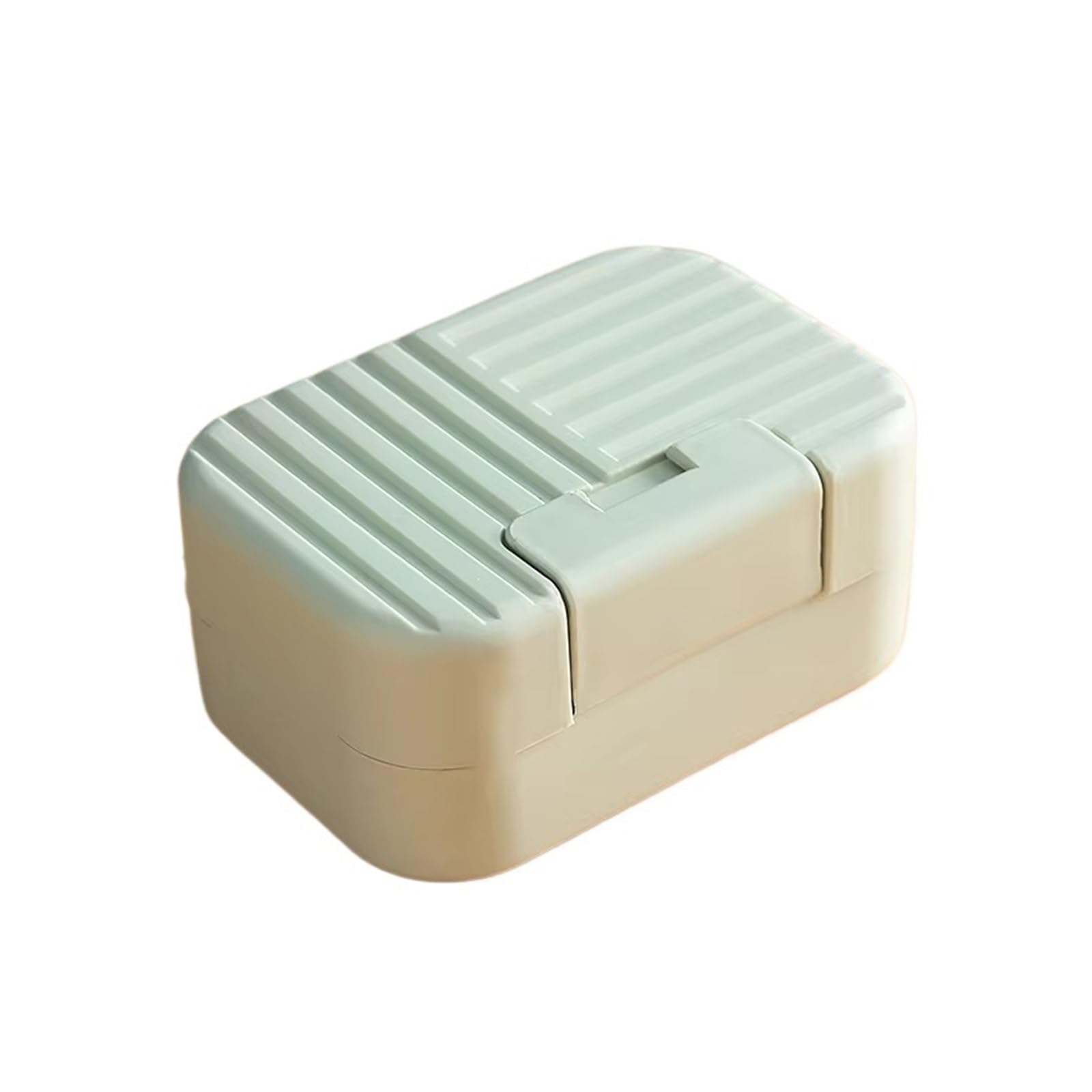 Soap Dish with Lid Student Dormitory Bathhouse Travel Portable Drain Creative Cute Box For Bathroom(Green)