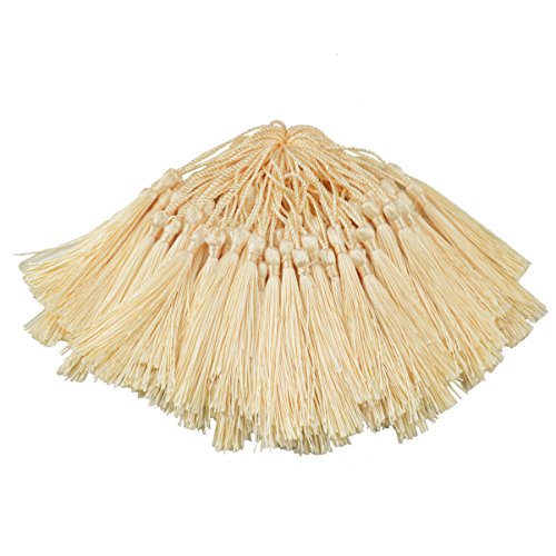 Image of Makhry Tassels 100pcs Bookmark Tassels with Tight Knot 13cm /5 Inch for Crafts Bookmarks Jewelry Making Graduation Gifts DIY Phone Accessory (Cream)