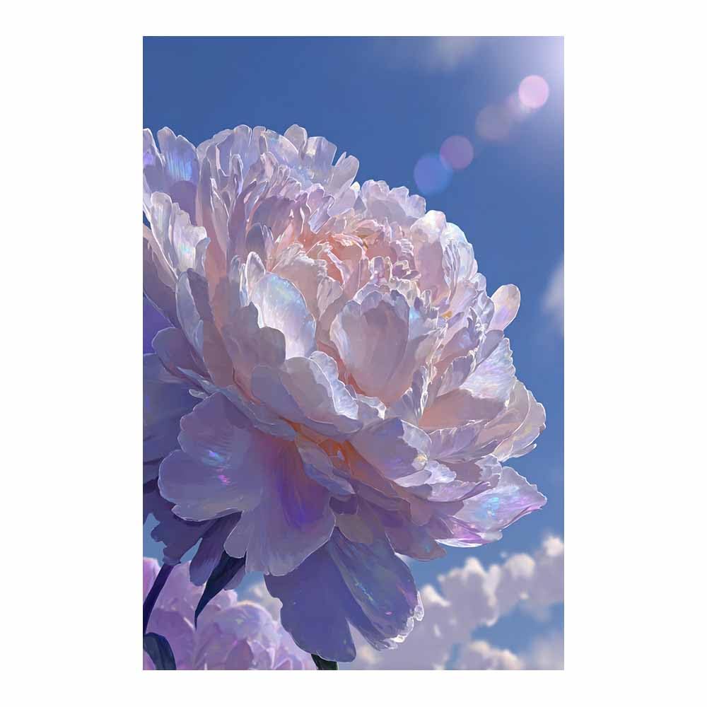 Hoqiu Multicolor Flowers Canvas Holographic Peony Blooming Artwork, Wall Decoration Living Room Bedroom Hallway Stairs Decoration.(Multicolor)-80X120cm Unframed