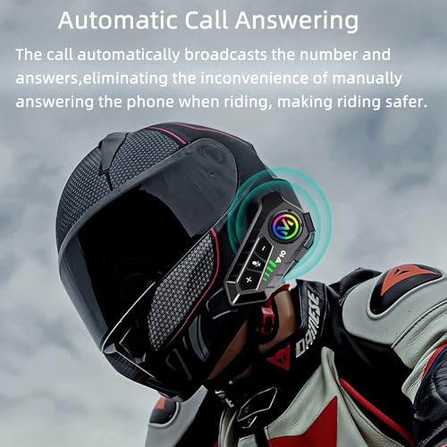 Image of Motorcycle Helmet Headset with HiFi Sound,Noise Cancellation,Helmet Speakers Helmet Headphones with Mircrophone,1000mAh Battery,Easy to Work with Golves,IPX6 Waterproof,Voice Assistant