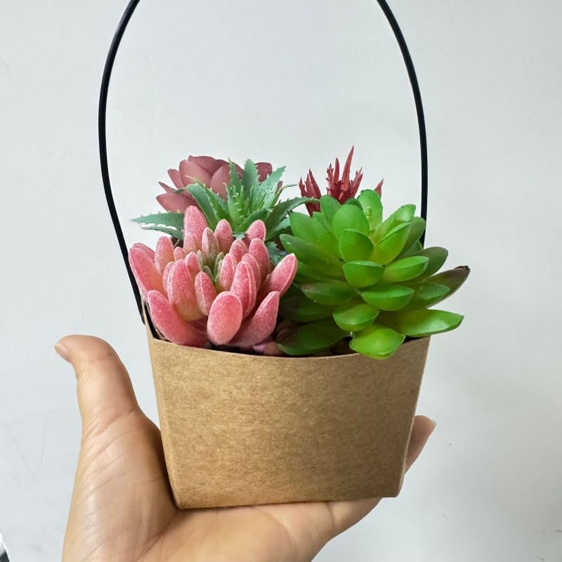 Urier 40 Pieces Succulent Wraps Pot,3x3 Succulent Gift Box,Succulent Box,Succulent Party Favors,Gift Bags with Handles,Used for Gift Bags Kraft Paper Bag Party Favor Boxes (Brown) - Image 2