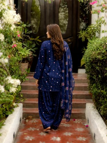 Image of ANNI DESIGNER Farshi Salwar Suit for Women | Viscose Blend Embroidered Straight Kurta with Dupatta | Farsi Farasi Parsi Ethnic Outfit | Indian Office Party Traditional Clothing Fashion