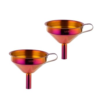 Buyer Star 2PCS Funnel with Detachable Filter,18/8304 Stainless Steel, Food Grade Metal Kitchen Funnels Orange Red