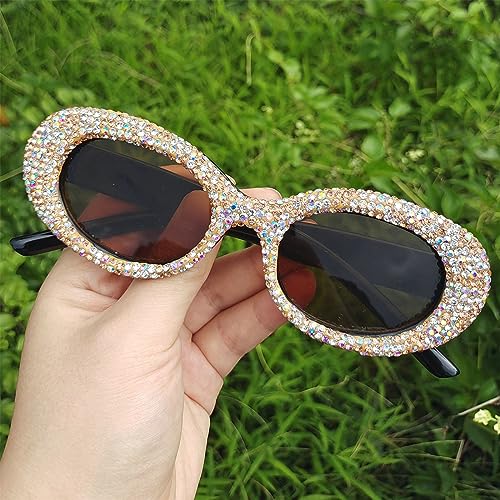 COTIA Oval Diamond Bling Sunglasses Women Men Luxury Glitter Rhinestone Party Club Sun Glasses3