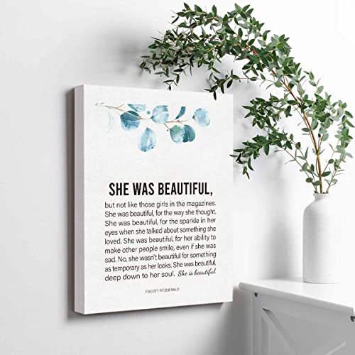 F Scott Fitzgerald Quotes Wall Art - She Was Beautiful - Feminine Home Decor, Thoughtful Gifts For Women Who Have Everything, Self Love Gifts, For Birthday & Graduation, Ready To Hang #TOP2