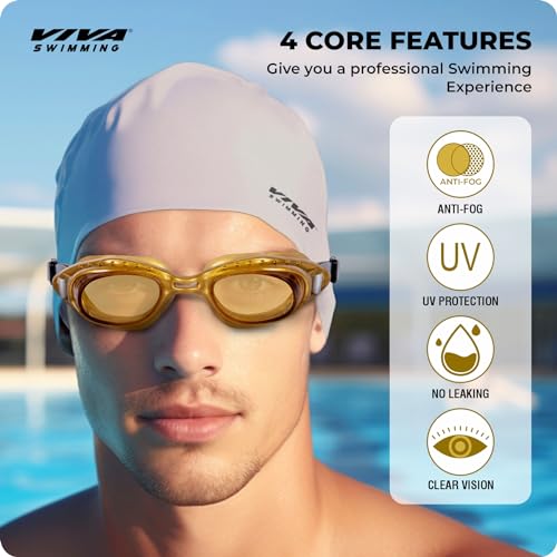 Image of Swimming Goggles Combo 614 & Swimming Cap with 2 Ear Plug, Nose Clip Swimming Kit