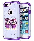 iPhone 7 Plus Case, SGM Hybrid Gel Rhinestone Bling Armor Defender Case For Apple iPhone 7 Plus (Purple (Owl))