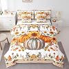 Autumn Harvest Fall Queen Comforter Set 7 Pieces Bed in a Bag SetThanksgiving Pumpkin Bedding Sets Queen with Bohemian Sunflower Floral Quilted ComforterFlat SheetFitted SheetPillowcases