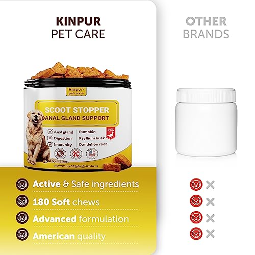 Scoot Stopper Soft Chews – Fiber for Dogs – Dog Anal Gland and Digestion Support – Anal Gland Chews with Pumpkin and Psyllium Husk – 180 Chewables for Dog Digestive Health Scoot Stopper Soft Chews – Fiber for Dogs – Dog Anal Gland and Digestion Support – Anal Gland Chews with Pumpkin and Psyllium Husk – 180 Chewables for Dog Digestive Health