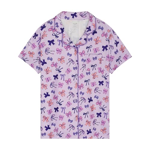 Image of US Angels Girls Pajama Set 3 Piece, Short Sleeve Button Down PJs with Shorts & Pants, Soft Sleepwear Girls & Tweens Size 5-16