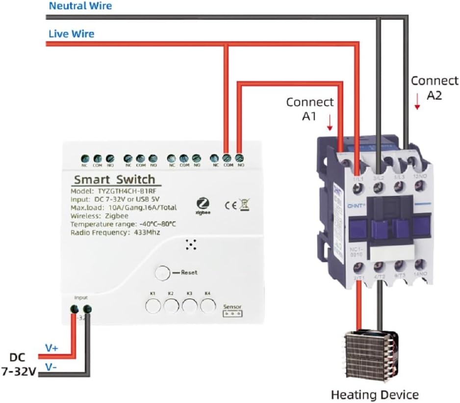 Tuya app Zigbee Temperature Humidity Sensor Controller,Phone Monitor and Control Temperature Humidity Anywhere with 4 Channel 32V 10A Dry Contact Relay Switch,Compatible with Alexa Google Home