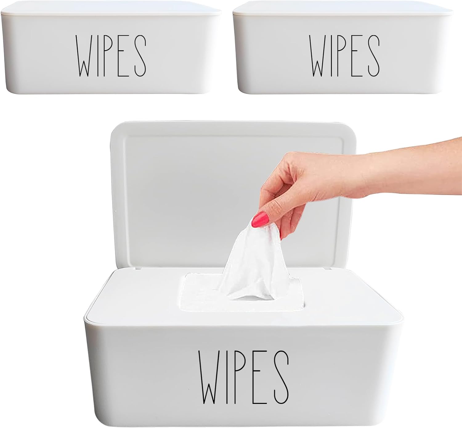 Moorfowl 3 Pack Baby Wipes Dispenser Flushable Wipe Holder,7.28" L x 4.80" W x 2.75" H,Sleek Bathroom Decor Baby Registry Essential (White)