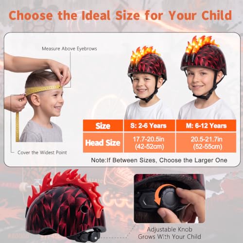 Image of Toddler Bike Helmet with LED Lights for Boys 2-12 Years | Adjustable Kids Bike Helmet, Multi-Sport for Bicycle Skateboard Scooter Cycling