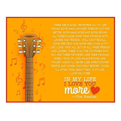AMERICAN LUXURY GIFTS In My Love I Love You More' Song Lyric - Retro 60s Rock Music Wall Art for Music Lovers, Bedroom, Studio Decor - 11x14 Unframed Print
