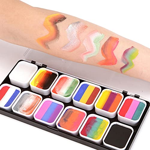 2 Pcs Kit de pintura de rosto de arco-íris | Kit de pintura facial profissional de 12 cores para cri