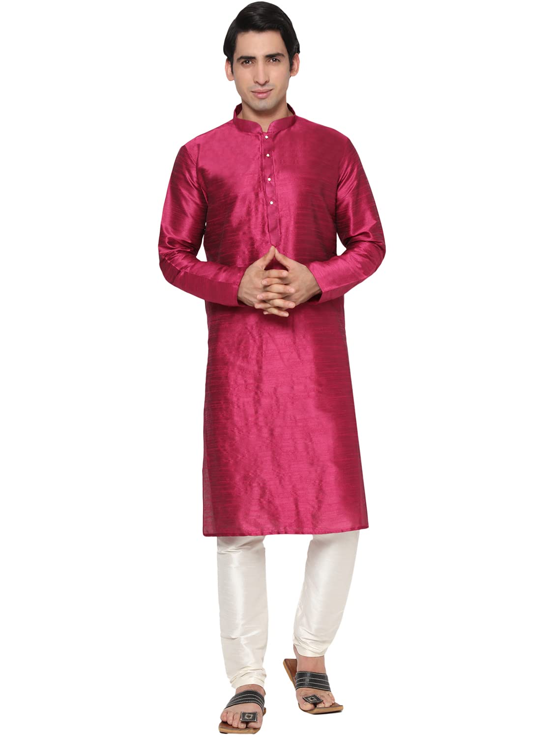 strictly designer Men's Dhupion Silk Solid Plain Traditional Straight Kurta Pajama Set-picture-45
