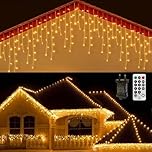 CERIAL Icicle Lights Outdoor Plug in,20M+10M 540LED Outside Curtain Light, Waterproof 108Drops Hanging Window Fairy Light with Remote Timer for Roof Eaves Gutter,Warm White