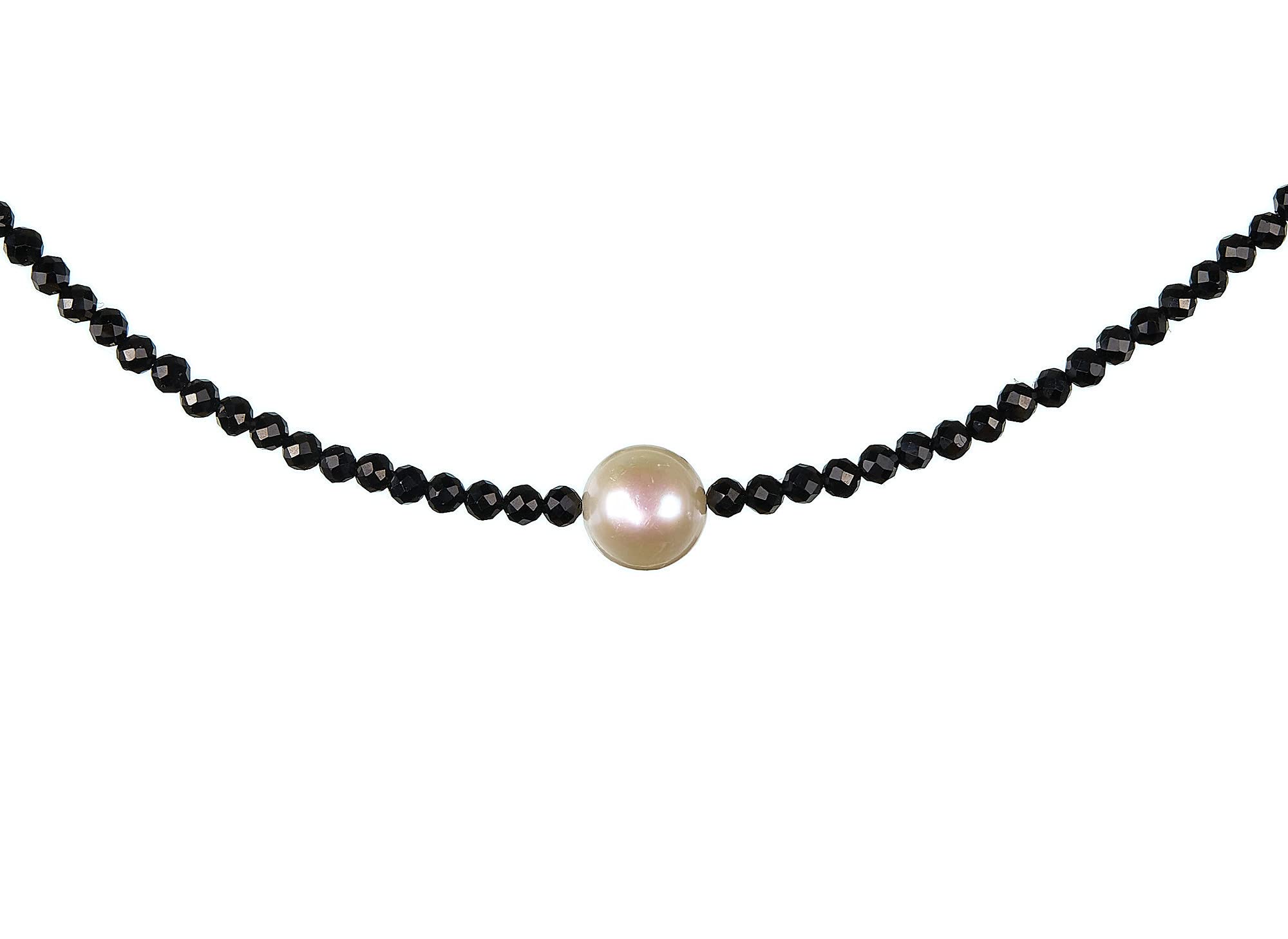Spinell Perle Kette 925 Silber schwarze Halskette