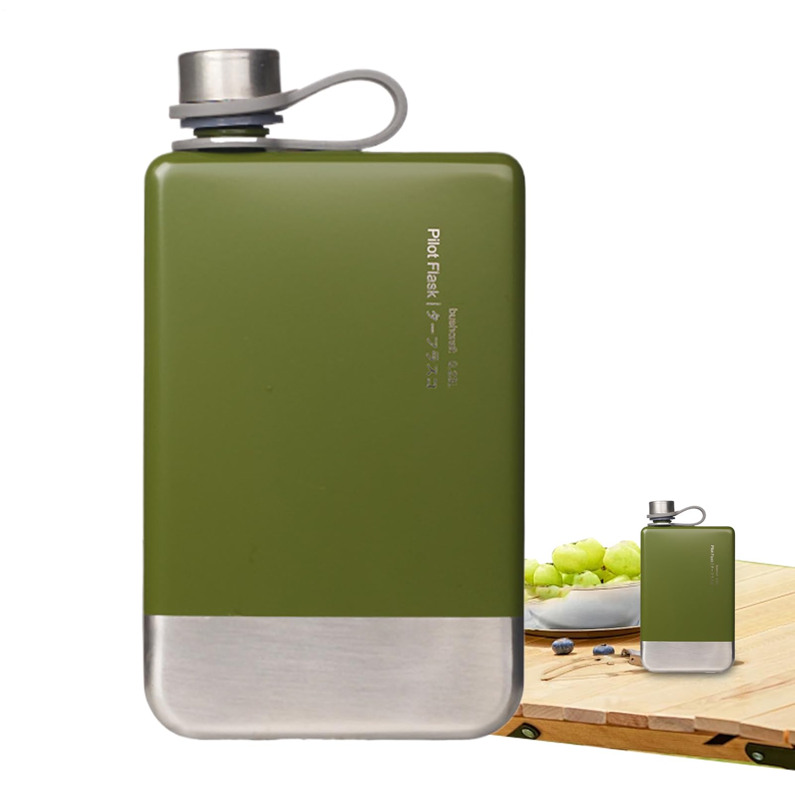 Portable Flat Travel Canteen, Flat Water Bottle for Travel, Square Sport Water Bottle, Leakproof Compact Bottles Stainless Steel, Washable Liquor Canteen for Juice, Coffee, Soda, and Liquor