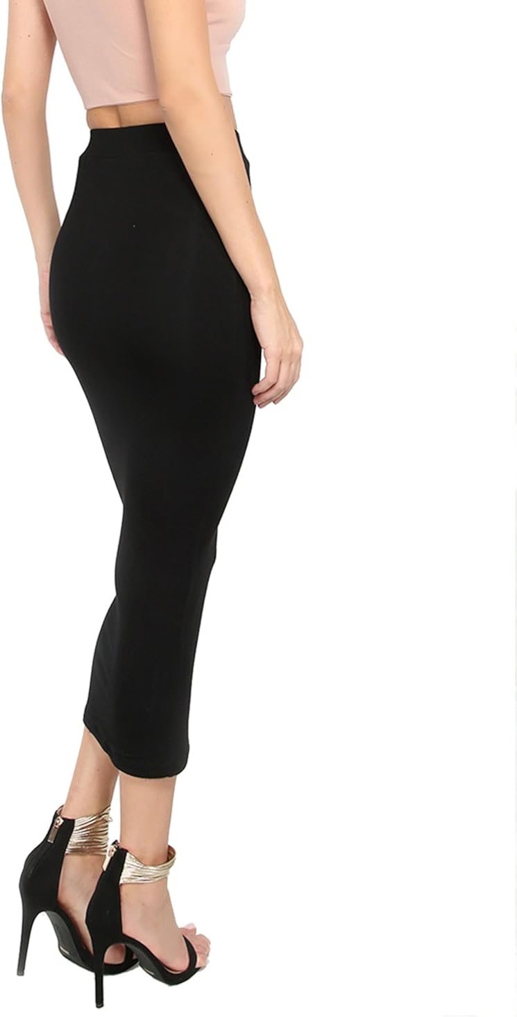 MakeMeChic Women's Solid Basic Below Knee Stretchy Pencil Skirt at  Women’s Clothing store