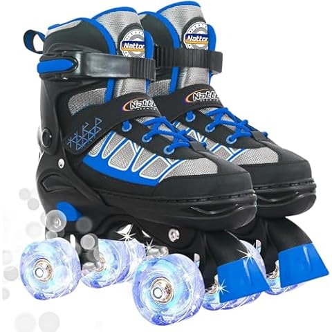 Nattork Adjustable Roller Skates with Light Up Wheels Cover