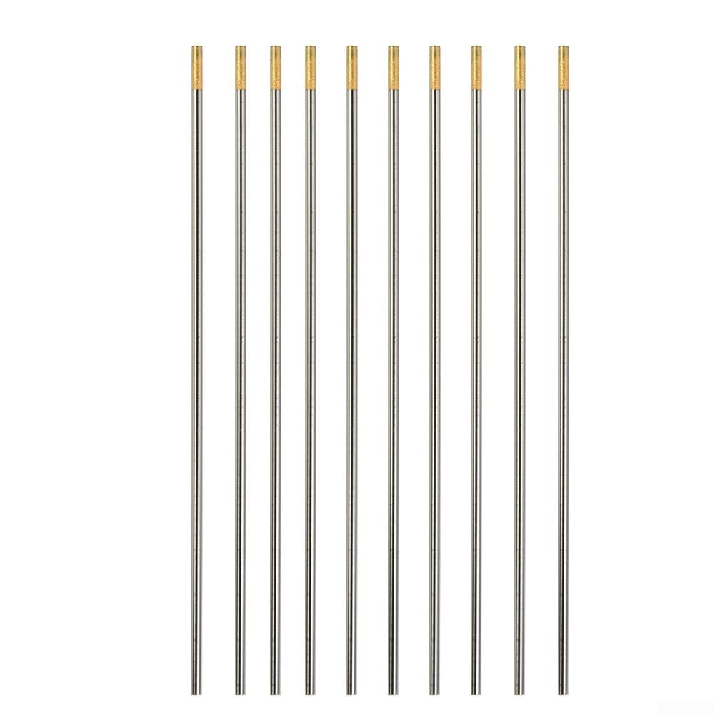 Wolframelektrode Gold Wolfram Elektrode WL15 für Edelstahl 10 Stück, ausgezeichneter Start (2,4 x 150 mm)