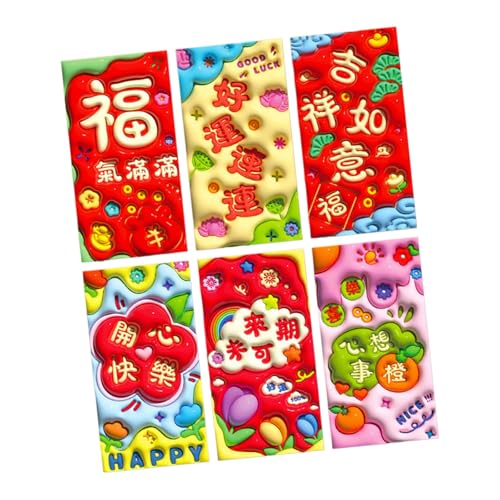 6 paquetes de dinero tradicionales de Año Nuevo 2025 con temática del año de serpiente, sobres de enrojecimiento para festival de primavera chino, Hongbao