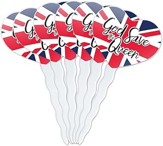 Queen Elizabeth II God Save the Queen Heart Love Cupcake Picks Toppers Decoration Set of 6
