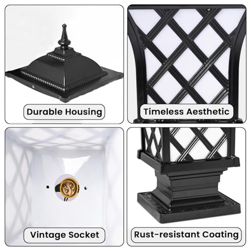 Image of GIGAWATTS ‎Express Outdoor Gate Light - 101% Rust & Waterproof Die-Casting Aluminium Exterior Piller Lamp Base Mount for Garden, Boundary Walls & Home Entrances (B22 Holder, Bulb Not Included, Black)