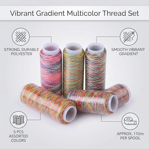 Set de 5 hilos de bordar multicolor de poliéster 110 m miniatura 6