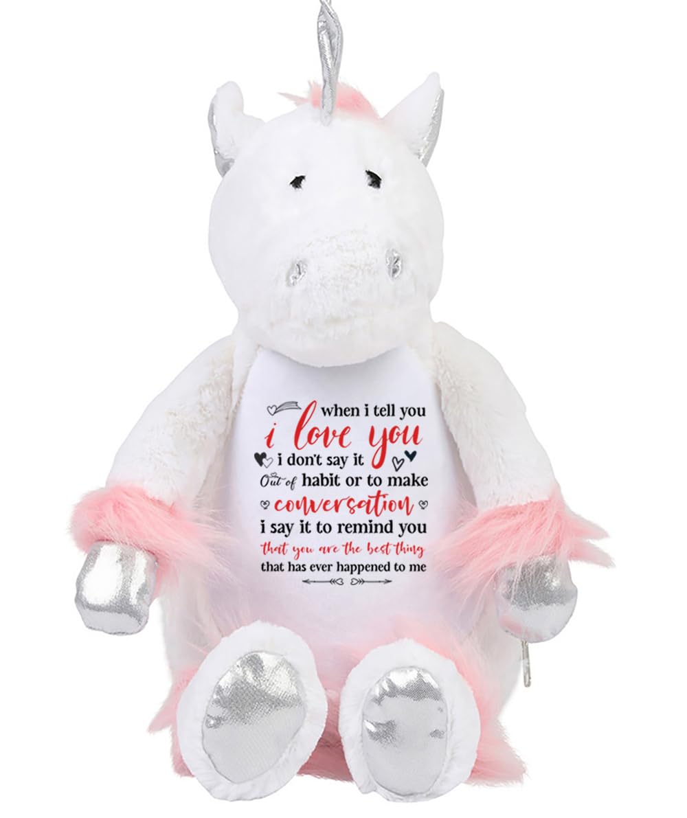 When I Tell You I Love You I Don't Say It Out of Habit, Valentine's Day Gift, Soft Toys, Teddy Bear. (Unicorn White)