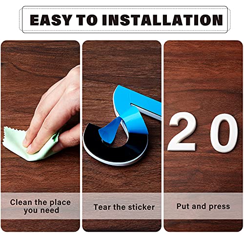 Hotop 20 Pieces Self-Adhesive Door House Numbers Mailbox Numbers Street Address Numbers For Mailbox Signs, 0 To 9 (White,2.76 Inch) #TOP2