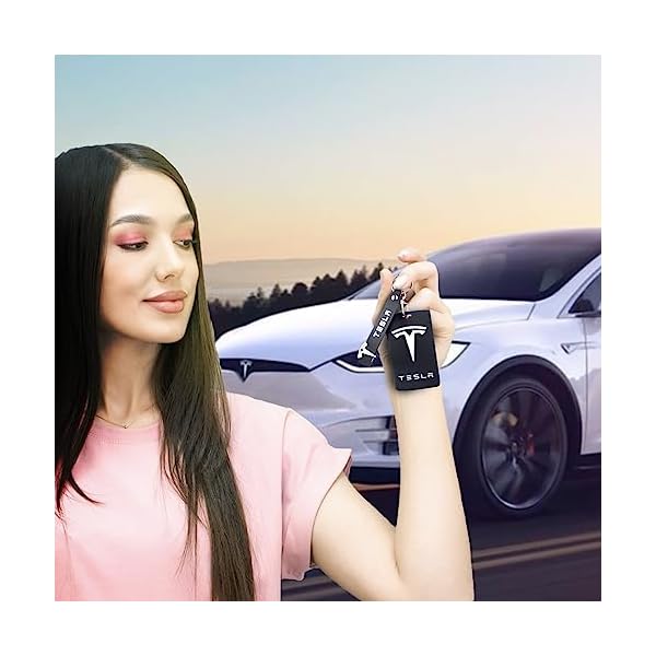 H3JANG Tesla Schlüsselkartenhalter, Tesla Schlüsselkartenhalter Modell Y/3, Silikon Protector Cover mit Schlüsselanhänger für Tesla Zubehör, rosa / schwarz, Medium – Bild 6