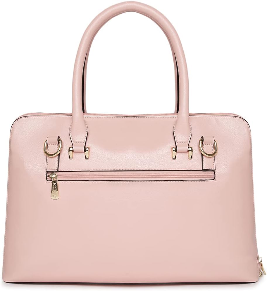 KLEIO Vegan Leather Formal Unisex Laptop Bag 15 inch with Adjustable & Detachable Shoulder Strap | Spacious Bag Suitable for Work, Business Trip, College, Pink, Onesize