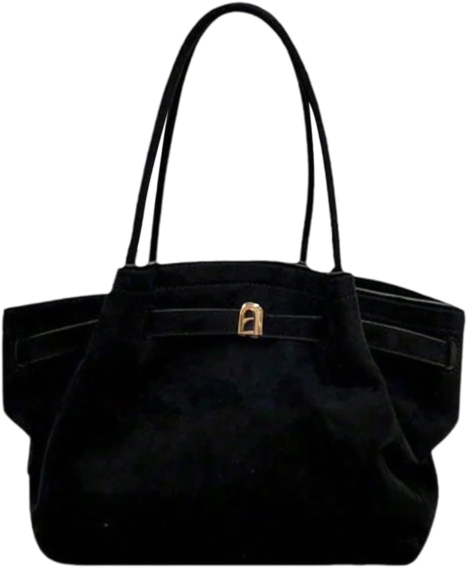 SweatyRocks Women's Vintage Suede Satchel Handbags Buckle Small Bucket Bags Winery Outfit