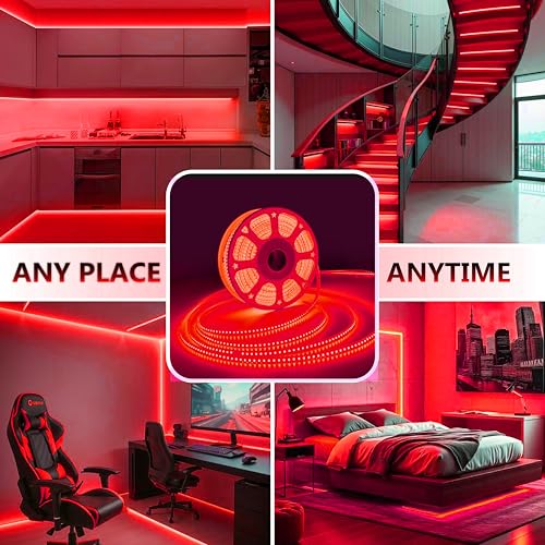 Image of Forus LED Rope Light 35 Meter 6 Month Warranty, Outdoor Waterproof Decorative Cove Lights for Ceiling, Balcony, Home Decor, Interior Decoration, Flexible Profile Light for Diwali, Christmas -Red