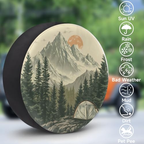 Image of Spare Tire Cover for RV Trailer, Forest Nature Tire Covers Universal Fit for Travel Trailer Camper Jeep RV SUV Truck Waterproof Wheel Cover (15 inch for Diameter 27 inch - 29 inch)