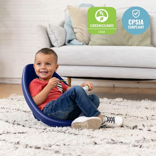 Image of ECR4Kids Plastic Leaf Scoop Floor Rocker Seat, Classroom Furniture, Navy, 6-Piece