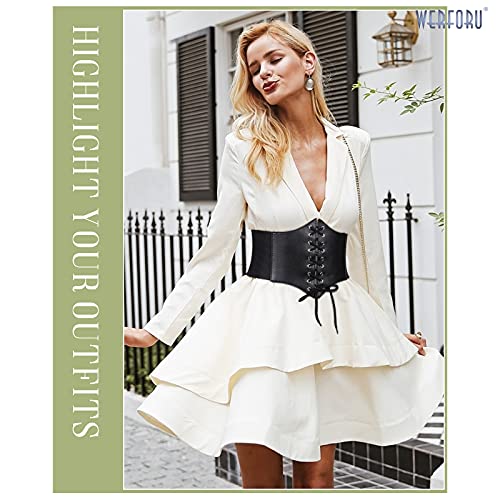 WERFORU Women Corset Elastic Belt Wide Retro Lace-up Tied Costume Waspie Waist Belt for Ladies2