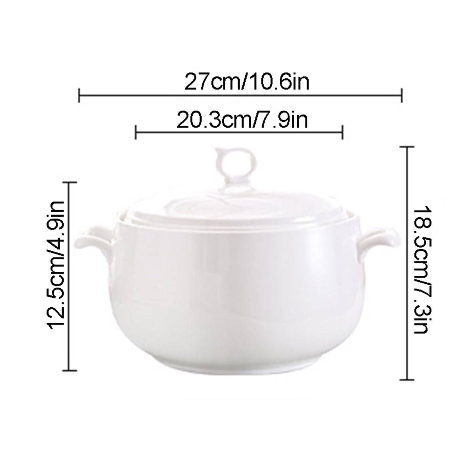 3L Keramik Suppenterrine mit Deckel Kreative Doppelgriff Servierschale für Suppe Müsli Eintopf Miso Suppe Dekoratives Geschirr für Zuhause Küche