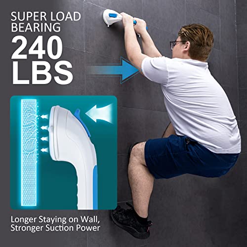 Image of TAILI Shower Grab Bar Suction Grab Bars for Bathtubs and Showers, Heavy Duty Bath Handle Removable Bath Handrails for Seniors and Elderly, Bathroom Safety Grip No Drilling Waterproof,Blue (Pack of 2)