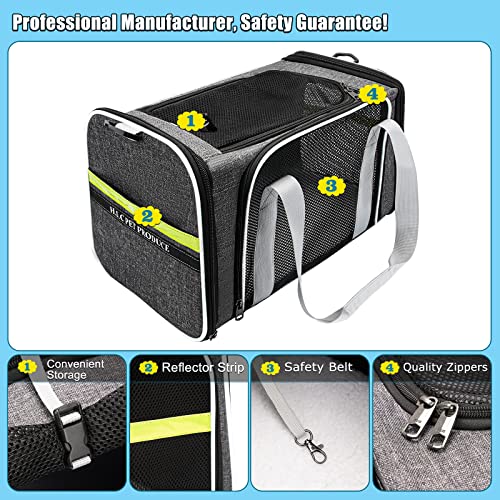H.s.c Pet Cats Carrier Soft-Sided Or Pups Travelling Go To Vet 3 Ventilated Mesh Windows,With Pocket,12 Lbs Puppy/15 Lbs Cat Or Kittens (Medium, White) #TOP2
