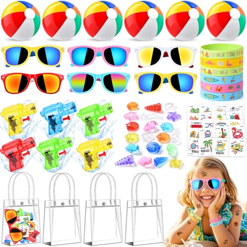 Pool Strand Party Mitgebsel Kindergeburtstag Gastgeschenke Wasserspielzeug Kinder Outdoor Wasserpistolen Sonnenbrillen Wasserbälle Transparente Geschenktaschen Sommer Geburtstag Geschenk Mädchen Junge